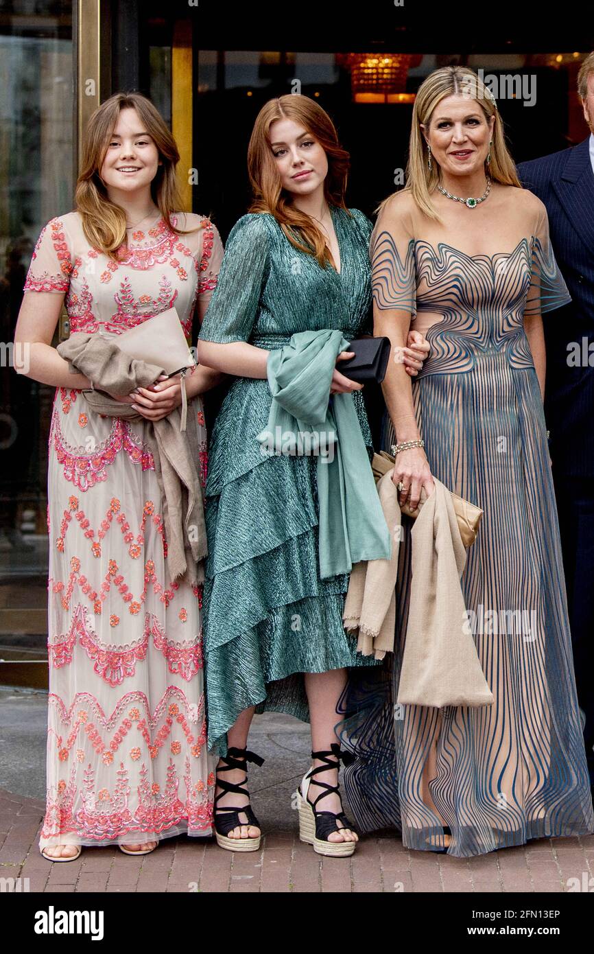 Amsterdam, Netherlands. 12th May, 2021. Princess Ariane, Princess Alexia  and Queen Maxima of the Netherlands attending the concert Queen Maxima a  life full of Music on the occasion of her 50th birthday