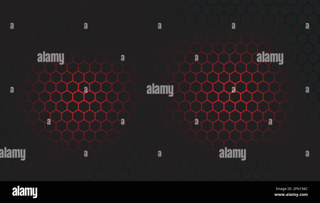 Black and red 3D hexagons Stock Vector