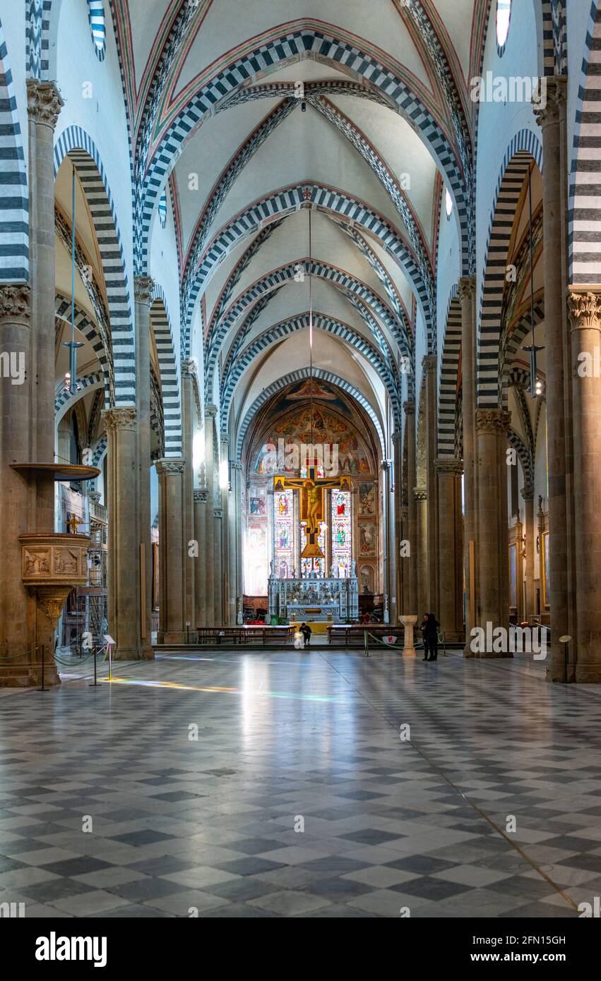 Florence, Italy, Basilica of Santa Maria Novella, the main nave Stock Photo
