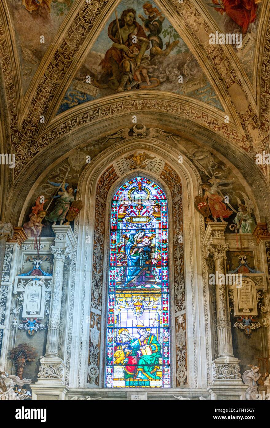 Florence, Italy, Basilica of Santa Maria Novella, the Strozzi Chapel with frescoes by F.Lippi Stock Photo