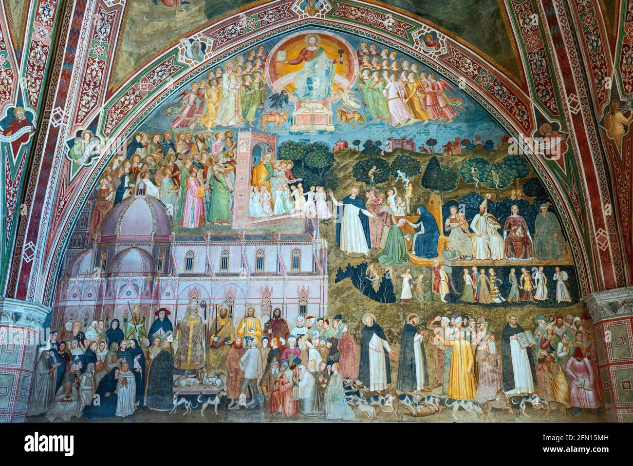 Florence, Italy, Basilica of Santa Maria Novella, the frescoes of the Spanish chapel Stock Photo