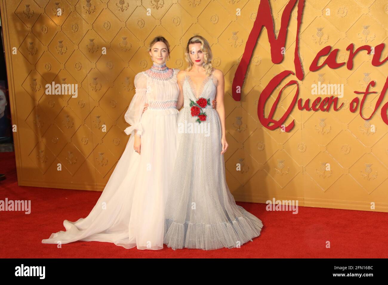 Dec 10, 2018 - London, England, UK - Mary Queen of Scots European Premiere     Photo Shows: Margot Robbie and Saoirse Ronan Stock Photo