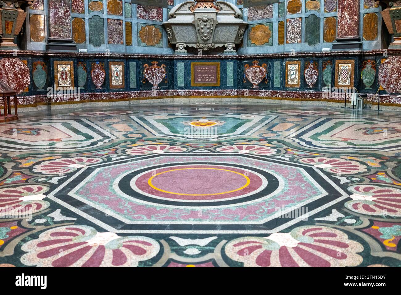 Florence, Italy, Medici chapels, the Chapel of tthe Princes, detail of the floor with semiprecious stones Stock Photo