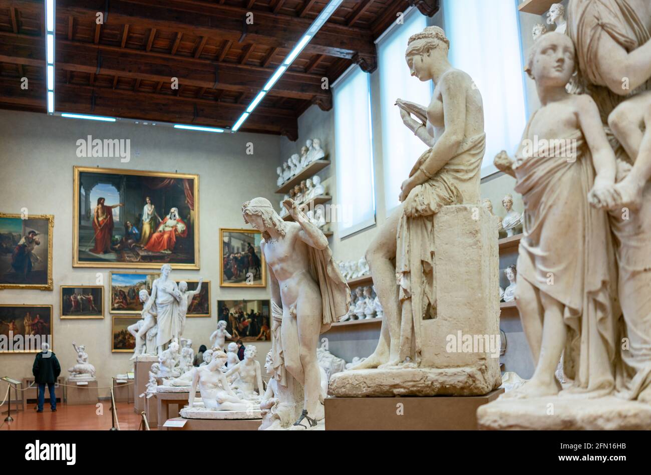 Florence, Italy, Accademia Gallery,the Gipsoteca with sculptures by Bartolini and his students sculptors Stock Photo