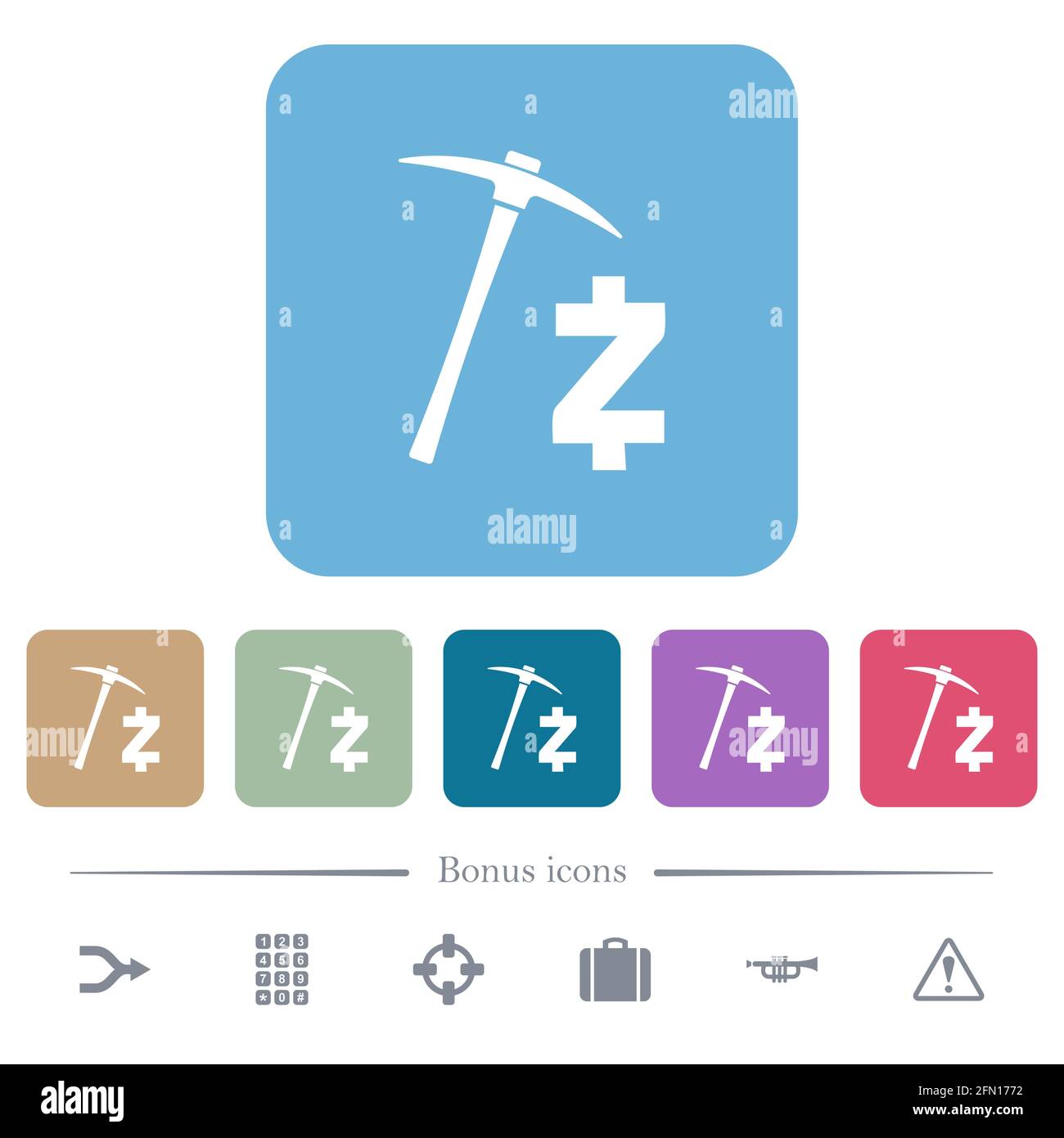 Zcash cryptocurrency mining white flat icons on color rounded square  backgrounds. 6 bonus icons included Stock Vector Image & Art - Alamy