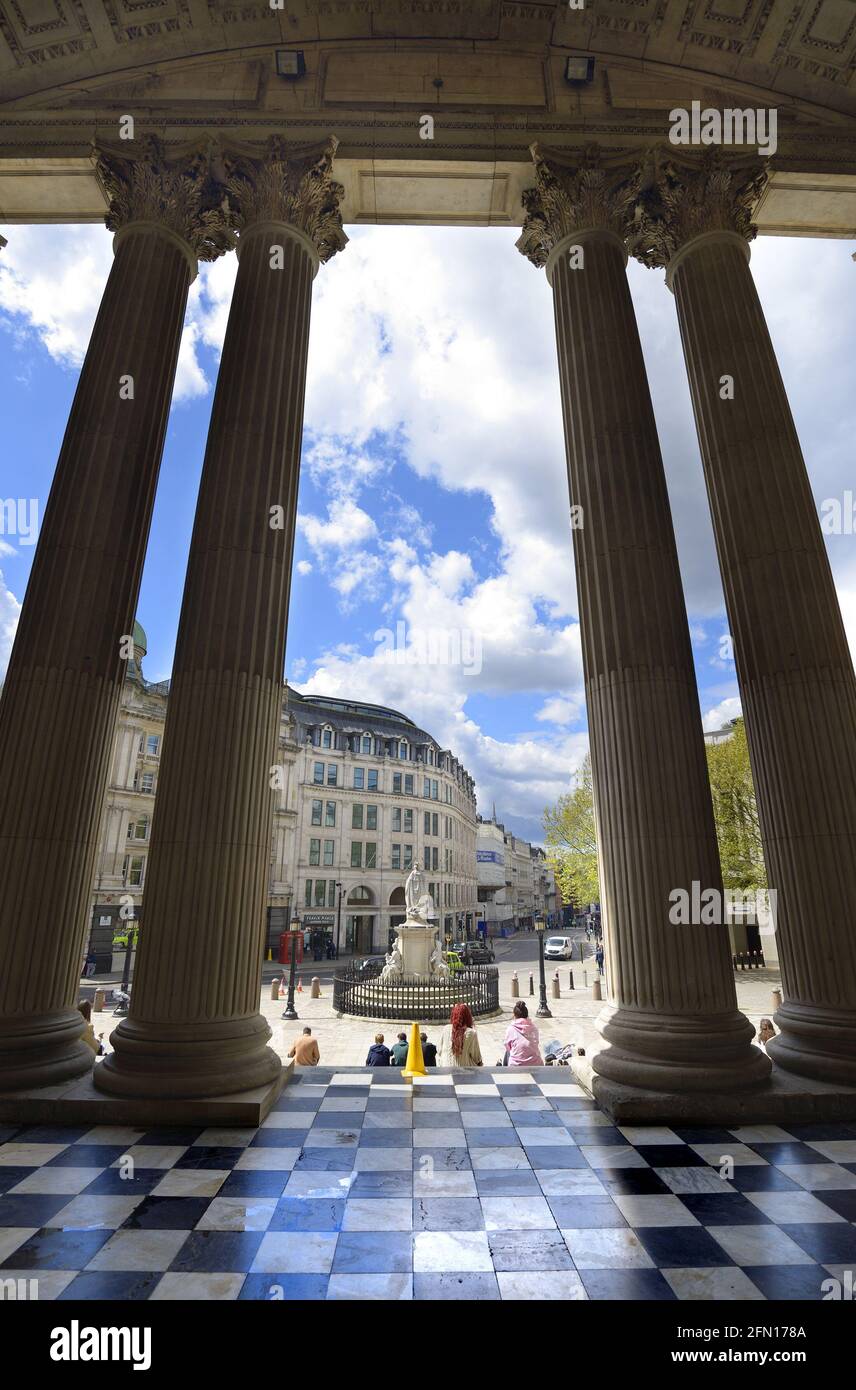 London, England, UK. View from the doors of St Paul's Cathedral, looking West down Ludgate Hill Stock Photo