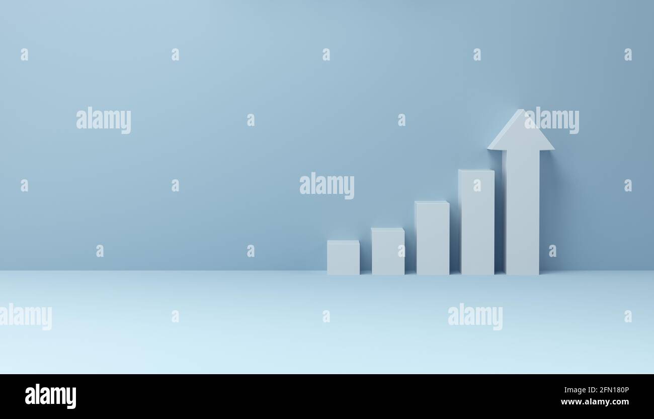 White arrow to growth success on studio background, creative concept ...