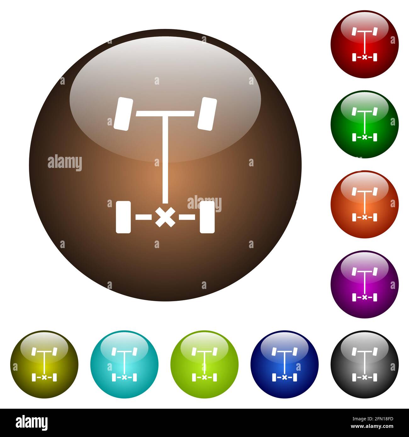 Rear differential lock white icons on round glass buttons in multiple