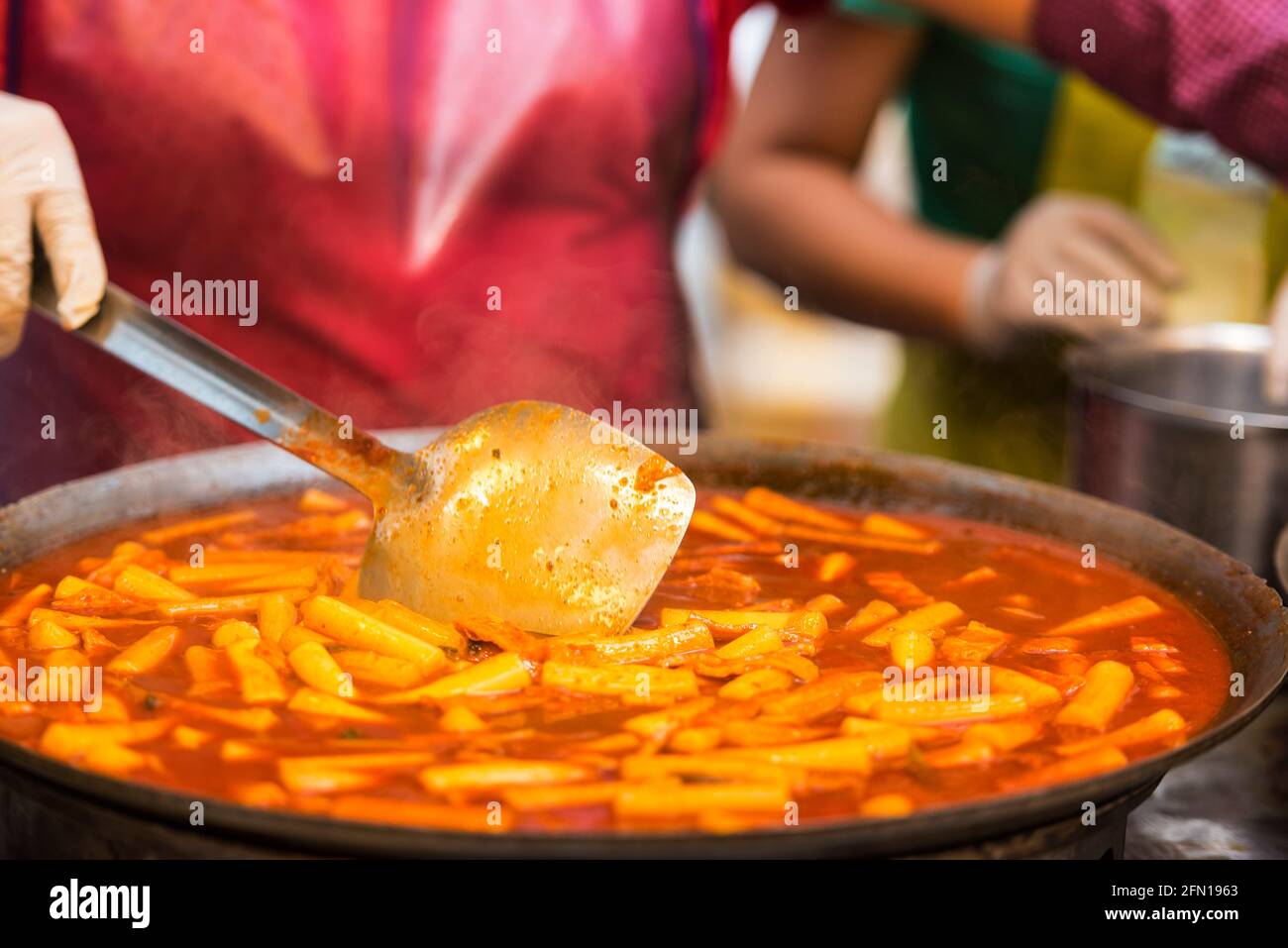 Closeup of Tteokbokki traditional korean food in a street of Seoul
