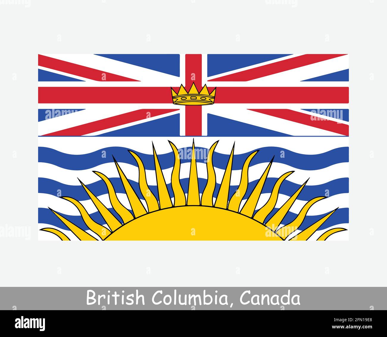 British Columbia Canada Flag. Canadian Province Banner. Flag of BC, CA. EPS Vector Illustration Stock Vector