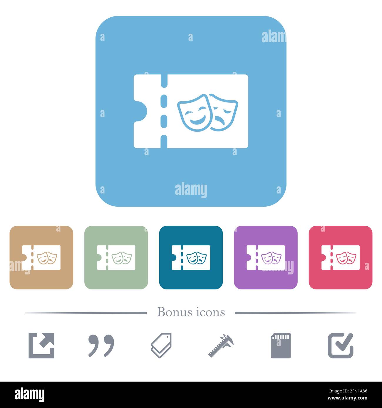 Theater discount coupon white flat icons on color rounded square ...