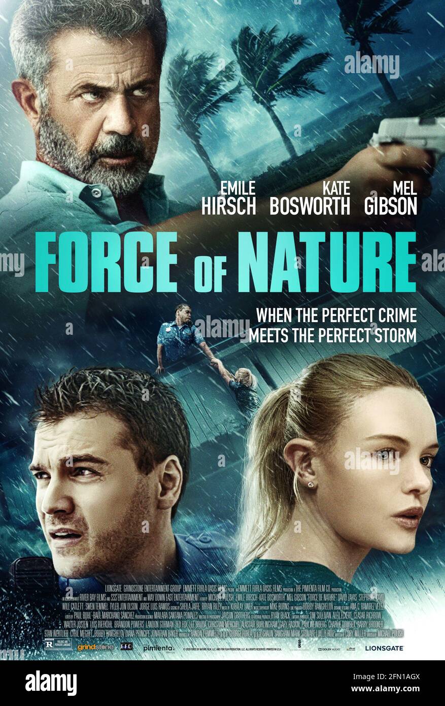 MEL GIBSON, KATE BOSWORTH and EMILE HIRSCH in FORCE OF NATURE (2020), directed by MICHAEL POLISH
