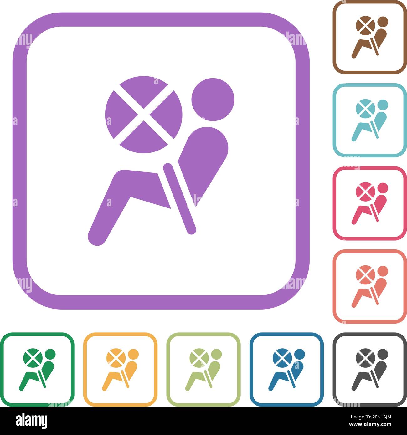 Disabled air bag dashboard indicator simple icons in color rounded ...