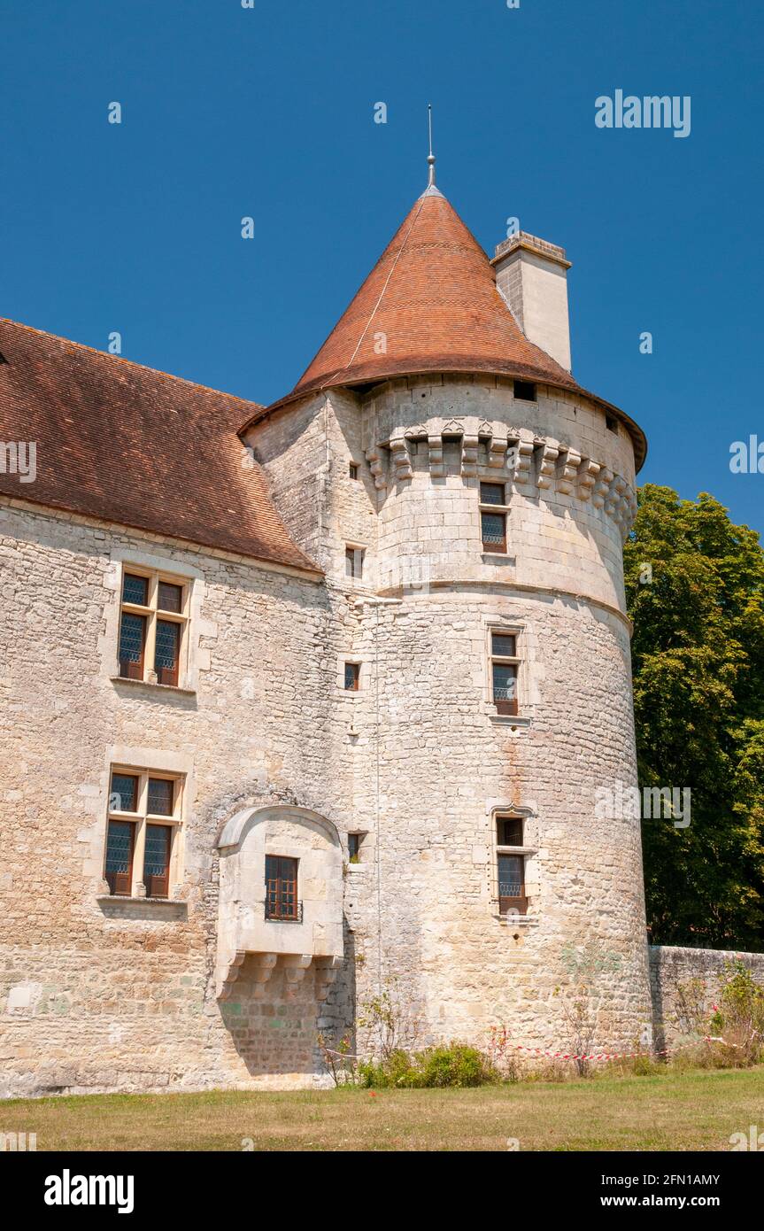 Bayers castle, a listed historic monument, privately owned but opened to the public for visits, located in the village of Bayers, Charente (16), Nouve Stock Photo