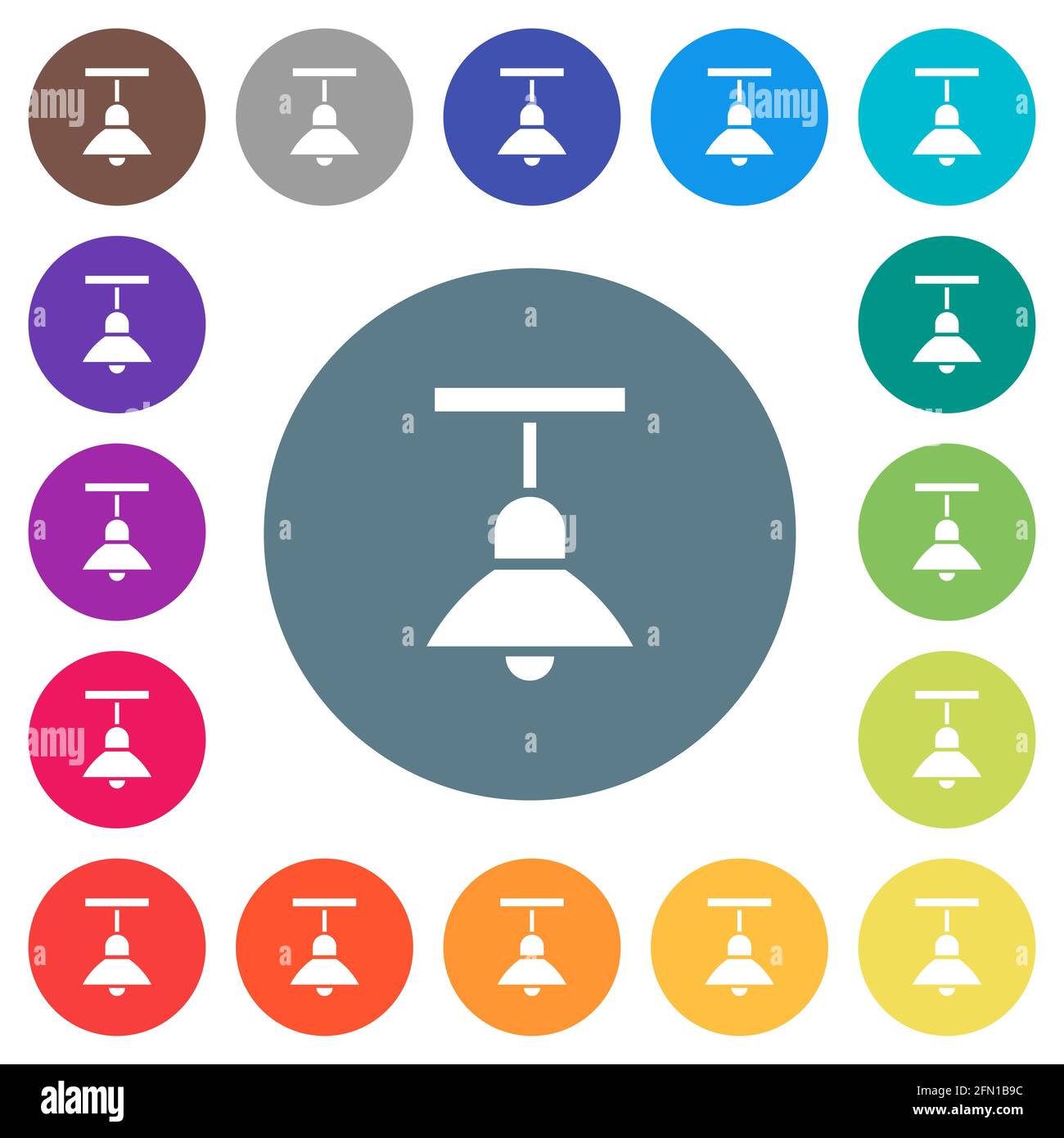 Chandelier flat white icons on round color backgrounds. 17 background ...