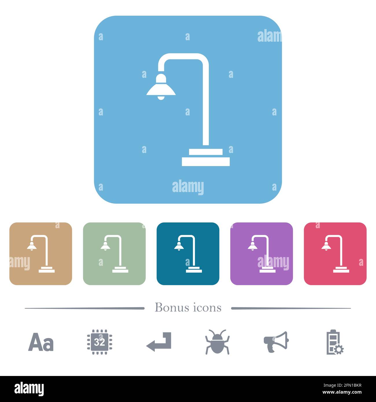 Street lamp white flat icons on color rounded square backgrounds. 6 ...