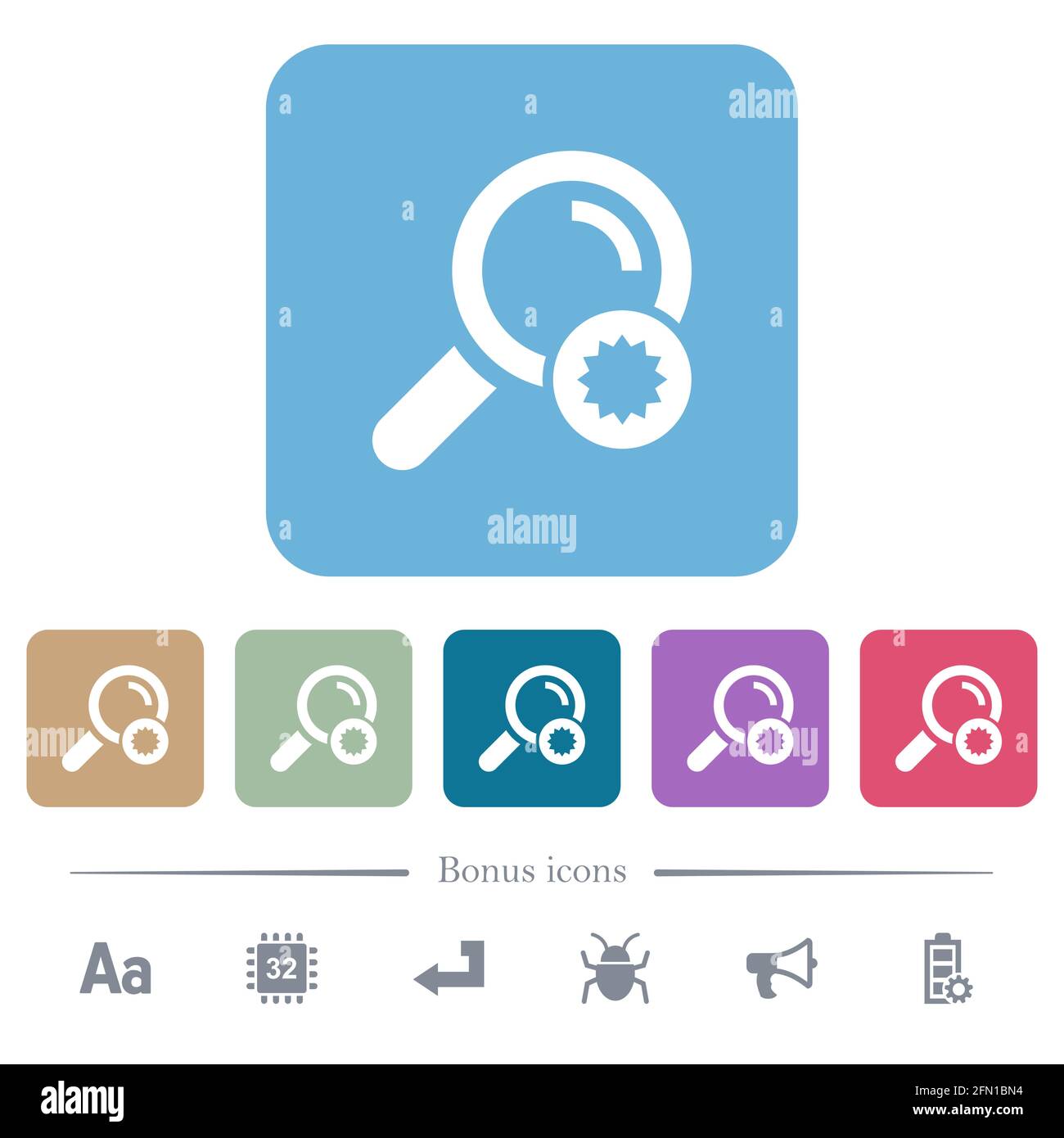 Trusted search white flat icons on color rounded square backgrounds. 6 ...