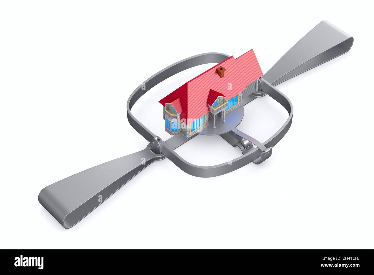 bear trap and house on white background. Isolated 3D illustration Stock ...