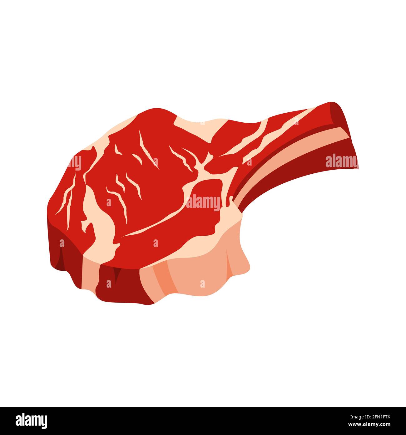the meat is a piece on the bone. vector isolated on a white background