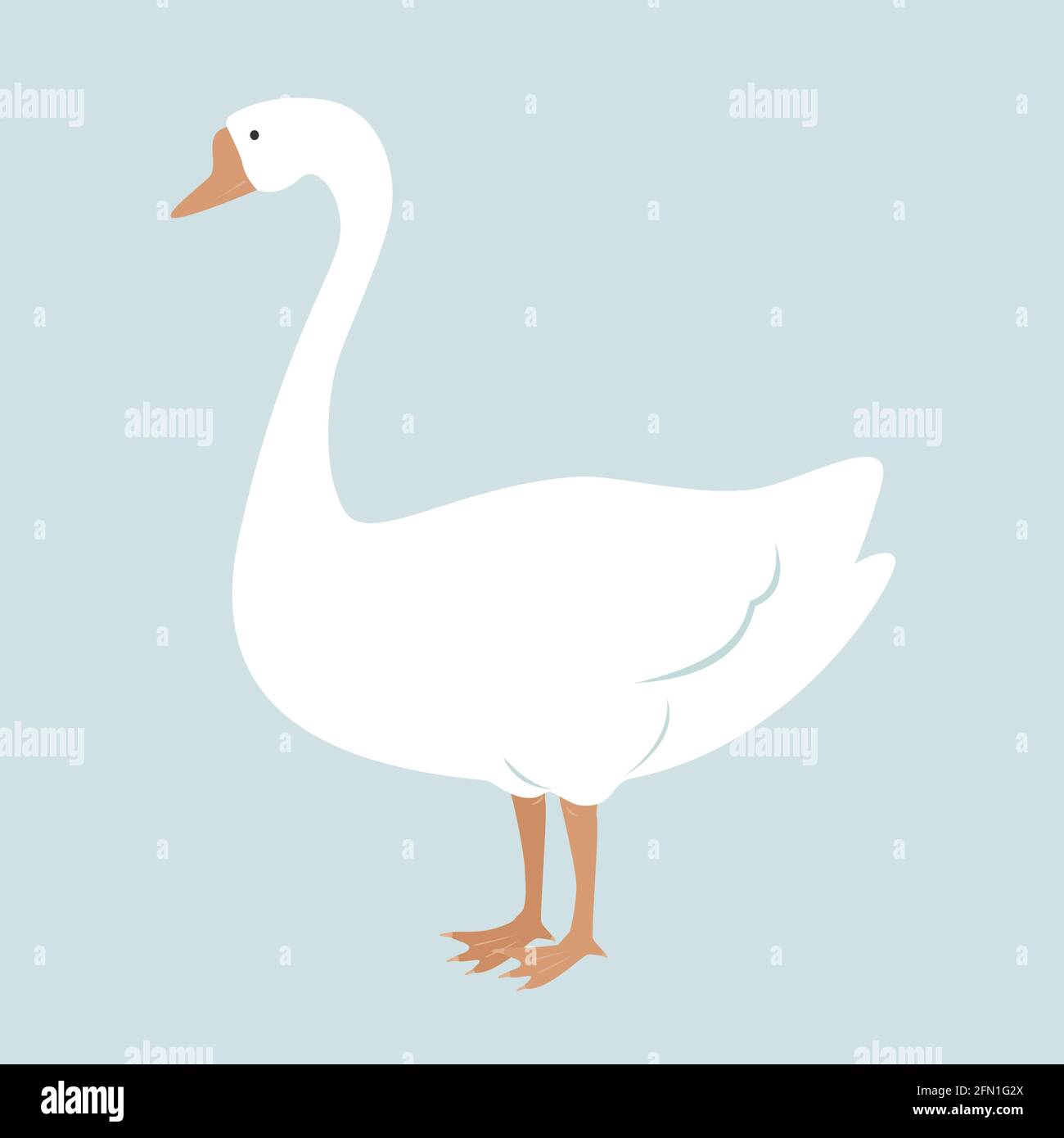 Cute White Goose cartoon Vector Illustration. Nursery design element Stock Vector