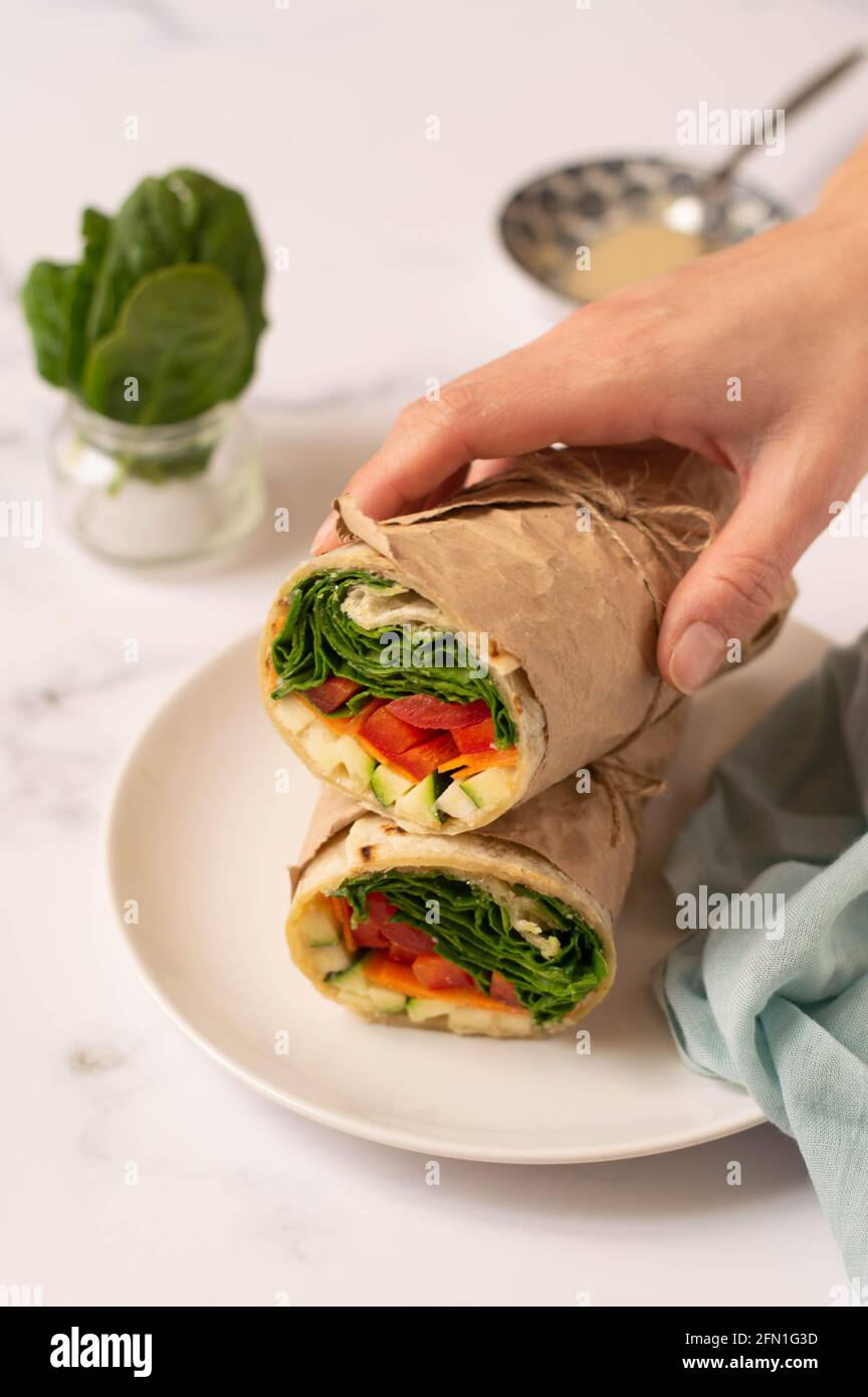 Vegan and gluten free wrap Stock Photo Alamy