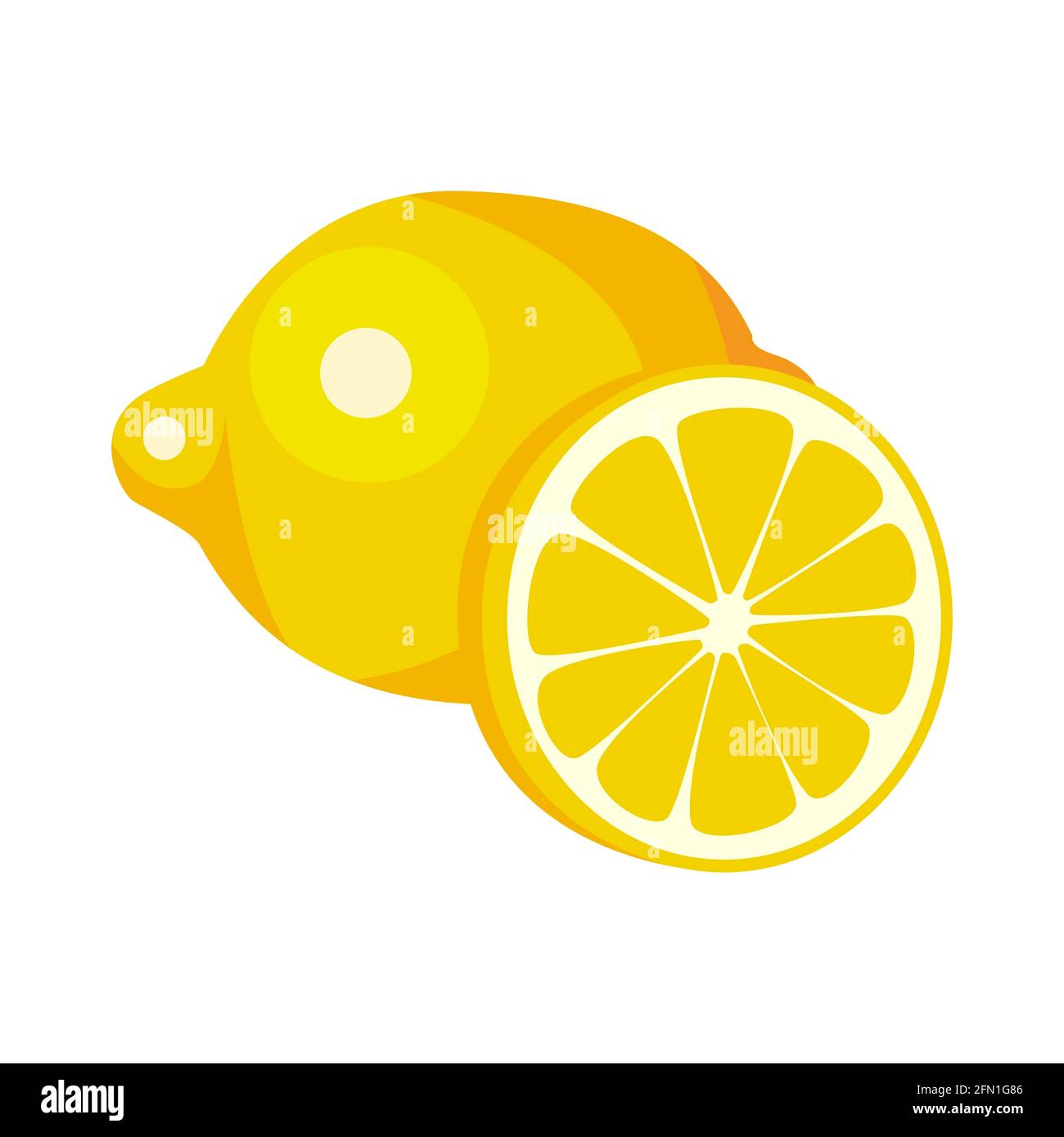 lemon whole and half. the product is rich in vitamin C. vector