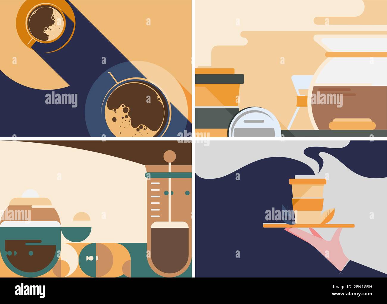 Collection of coffee banners. Flyer templates in flat design. Stock Vector
