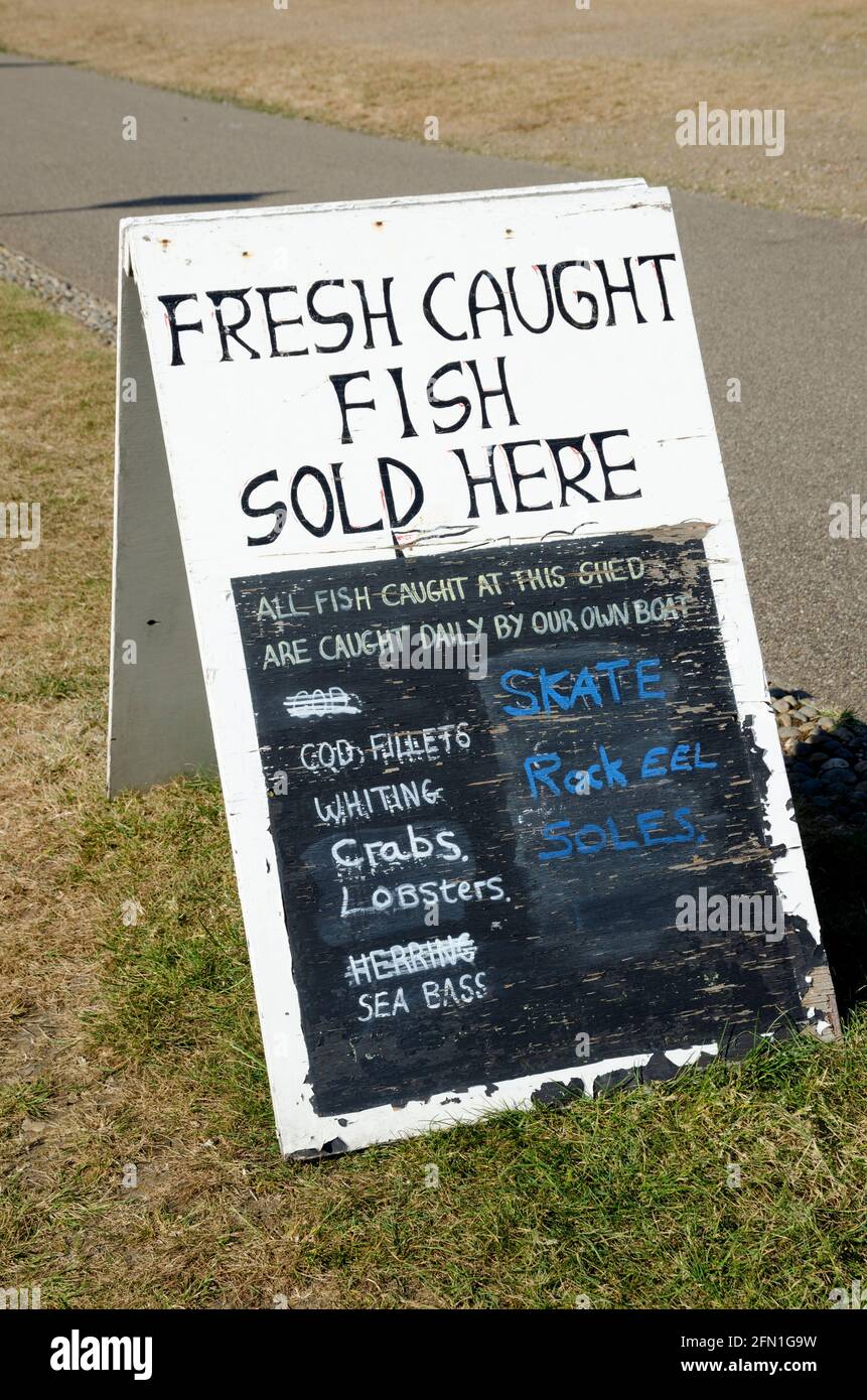 Fresh Fish Menu Aldeburgh Suffolk Stock Photo Alamy