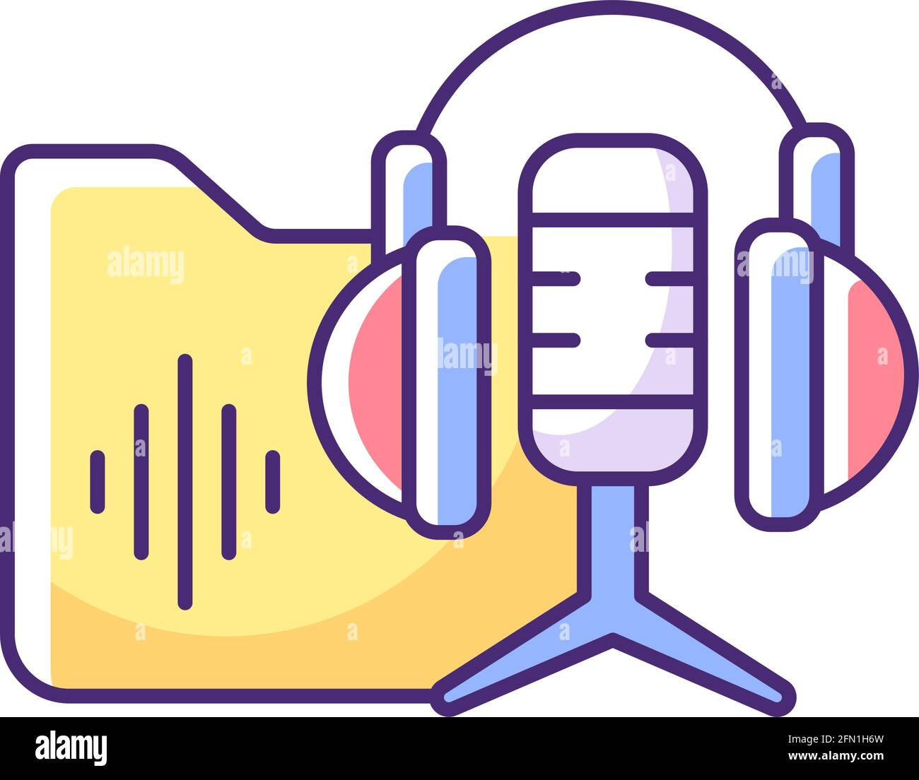 Podcasts library RGB color icon Stock Vector