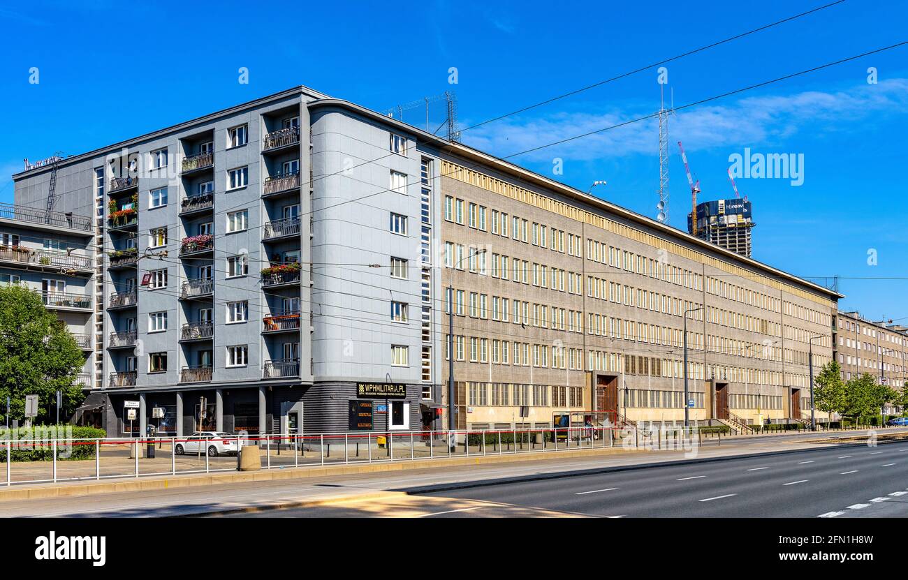 Warsaw, Poland - July 26, 2020: Military Intelligence Service, Sluzba Wywiadu Wojskowego,  headquarter building at aleja Niepodleglosci avenue Stock Photo