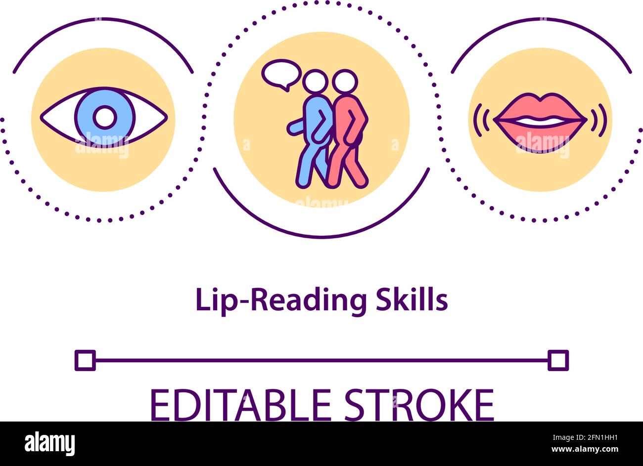 Lip-reading skills concept icon Stock Vector