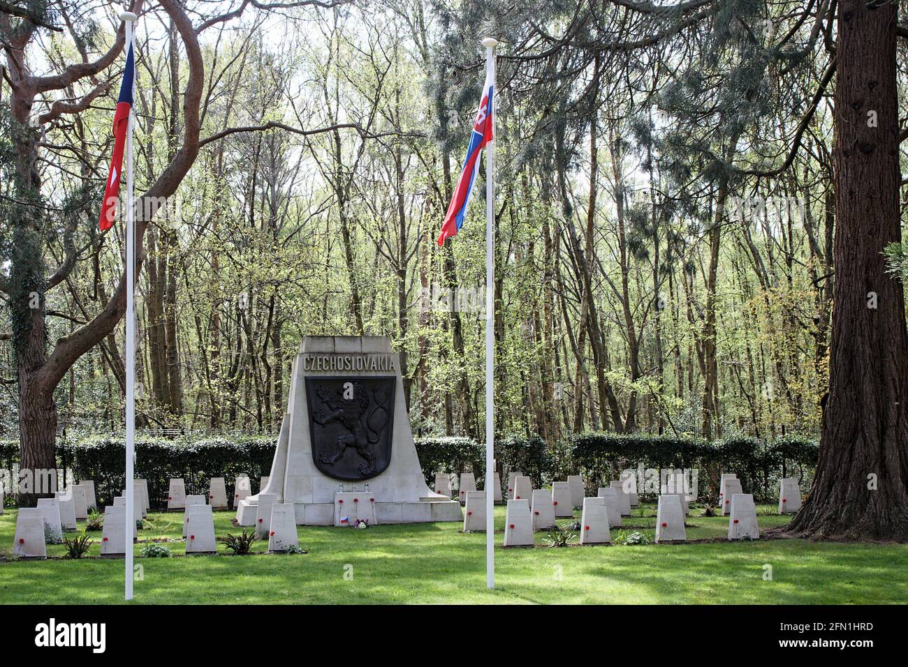 The National Czechoslovak Memorial Brookwood 9th May 2021 prepared for remembrance and dedication ceremonies Stock Photo