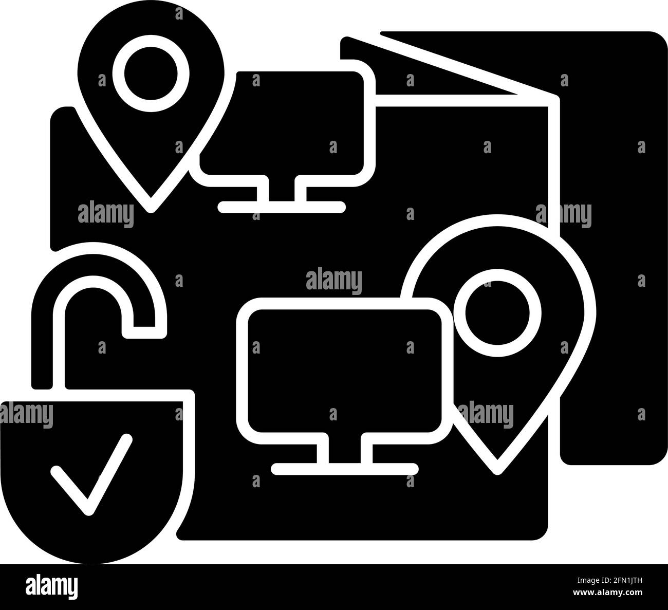 Remote co-watching black glyph icon Stock Vector