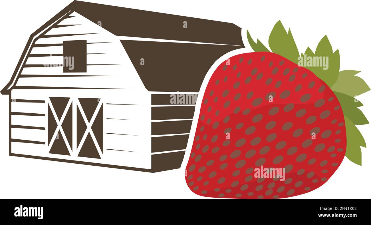 barn and cherry, agriculture related vector Stock Vector