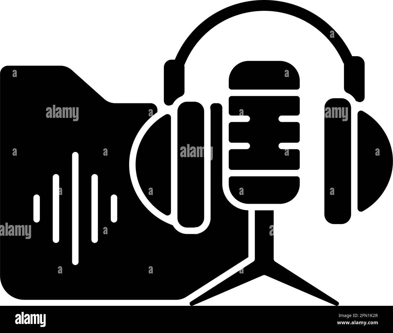 Podcasts library black glyph icon Stock Vector