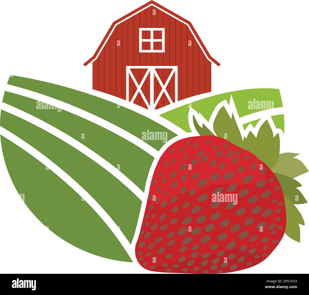 barn and cherry, agriculture related vector Stock Vector