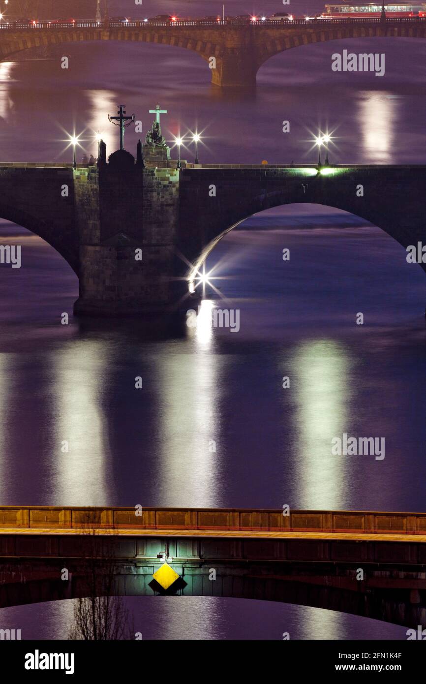 Czech republic, Prague - Bridges over Vltava river - Charles bridge. Stock Photo