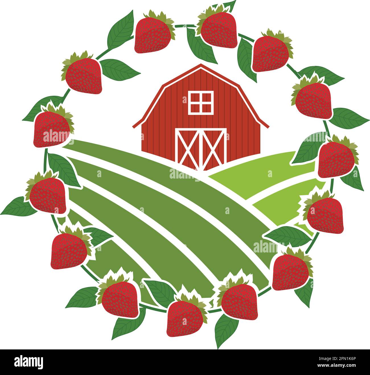 barn and cherry, agriculture related vector Stock Vector