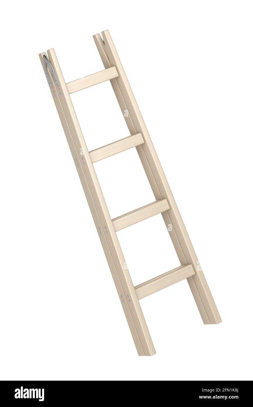 Wood double step ladder isolated on white background Stock Photo