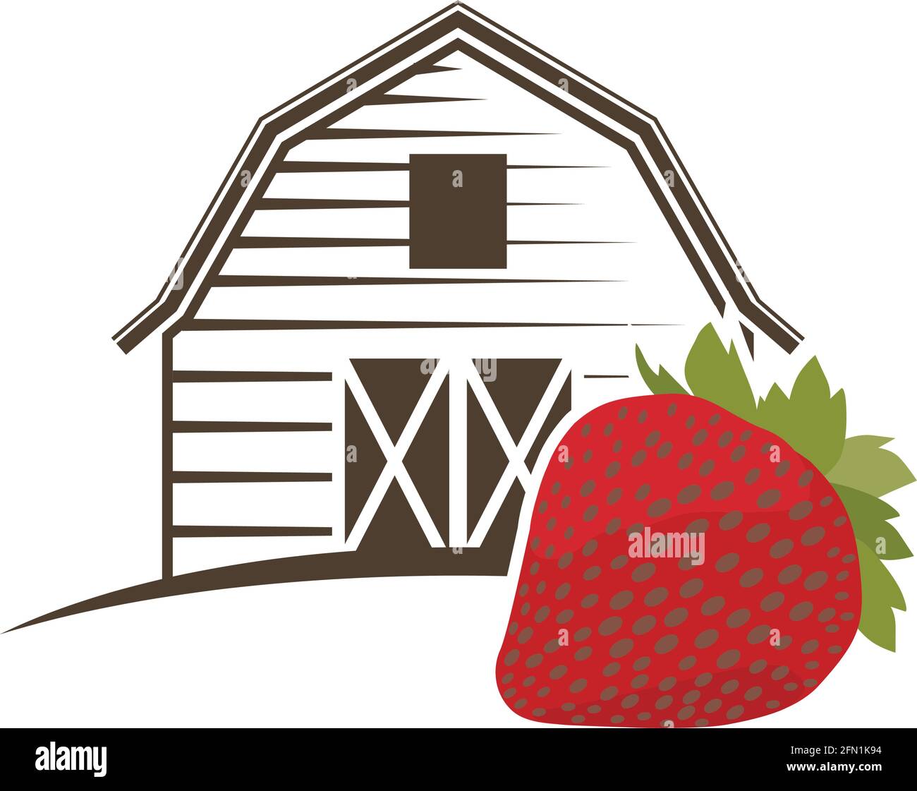 barn and cherry, agriculture related vector Stock Vector