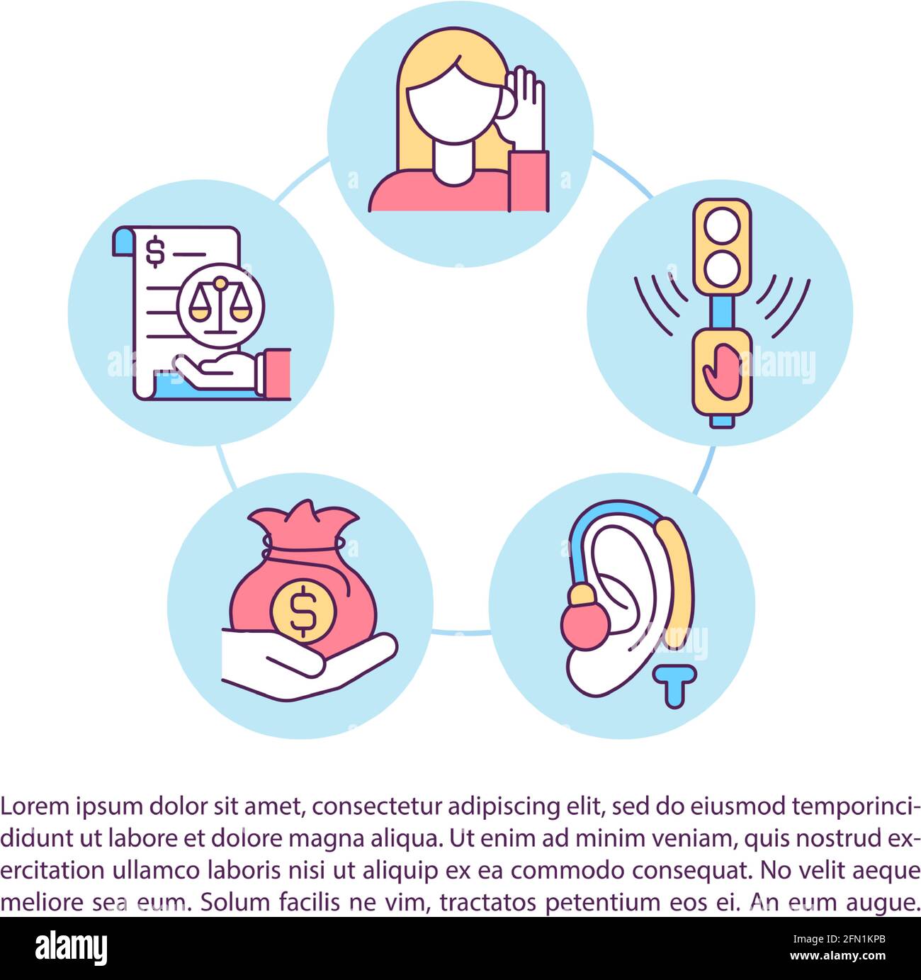 Societal costs concept line icons with text Stock Vector