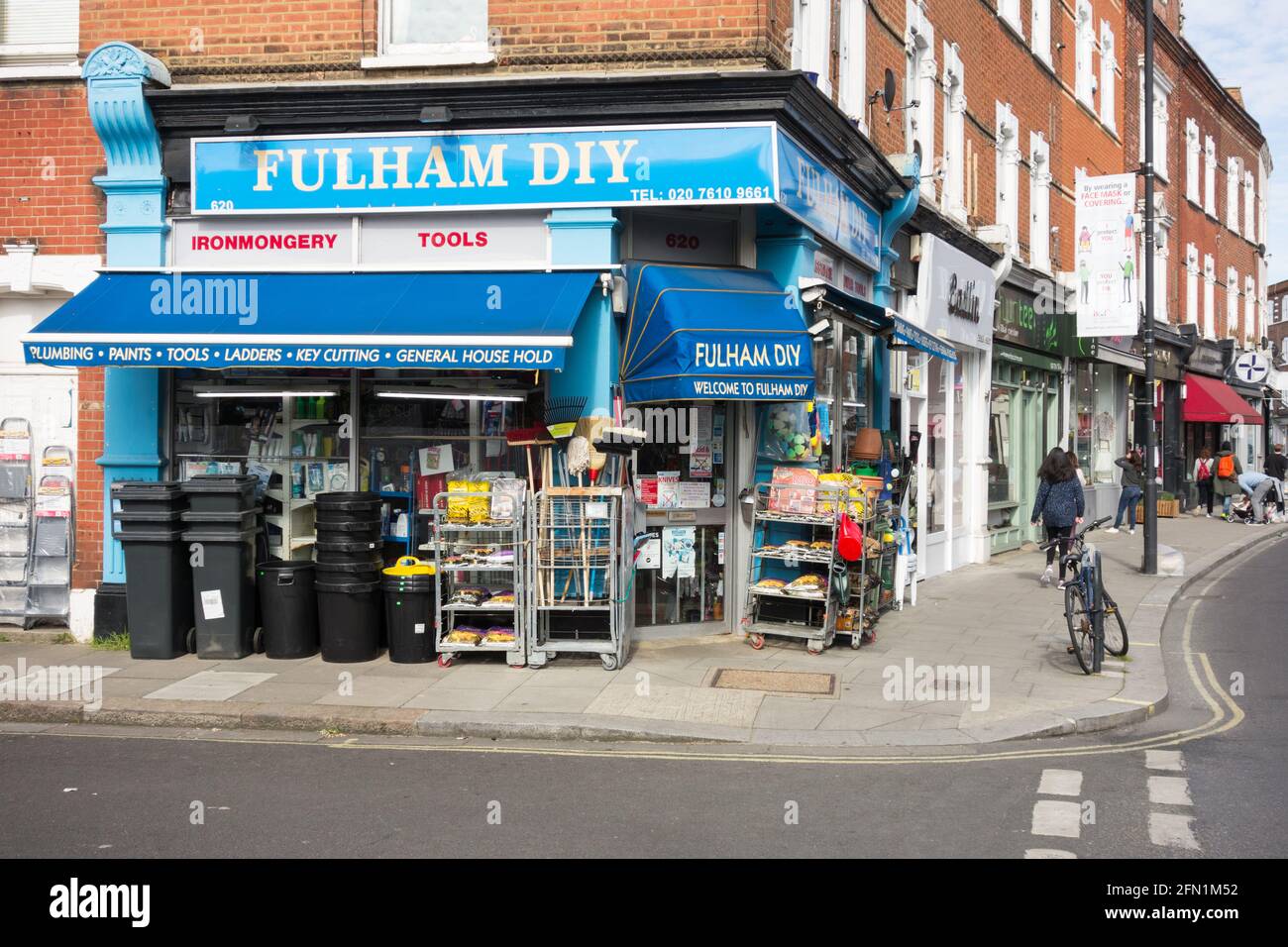 Fulham DIY Corner Shop on Fulham Road, Fulham, London, England, UK Stock Photo