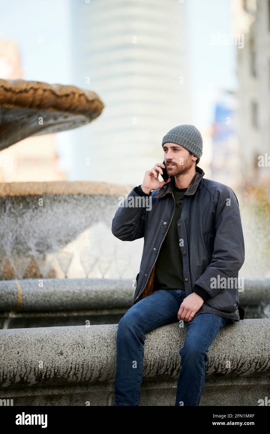 Handsome man having phone call Stock Photo