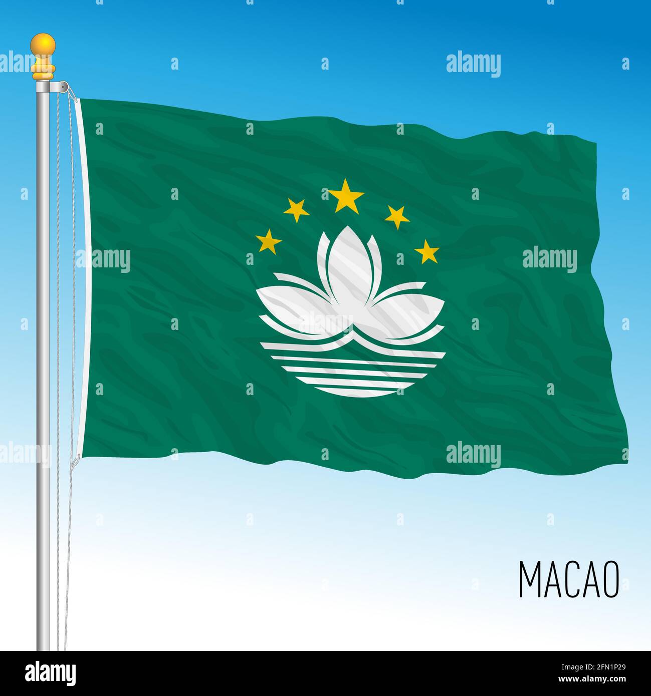 Macau official national flag, asiatic country, vector illustration Stock Vector
