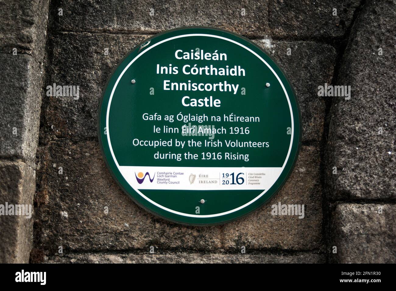 Enniscorthy Castle sign, Enniscorthy, County Wexford, Ireland, Europe Stock Photo