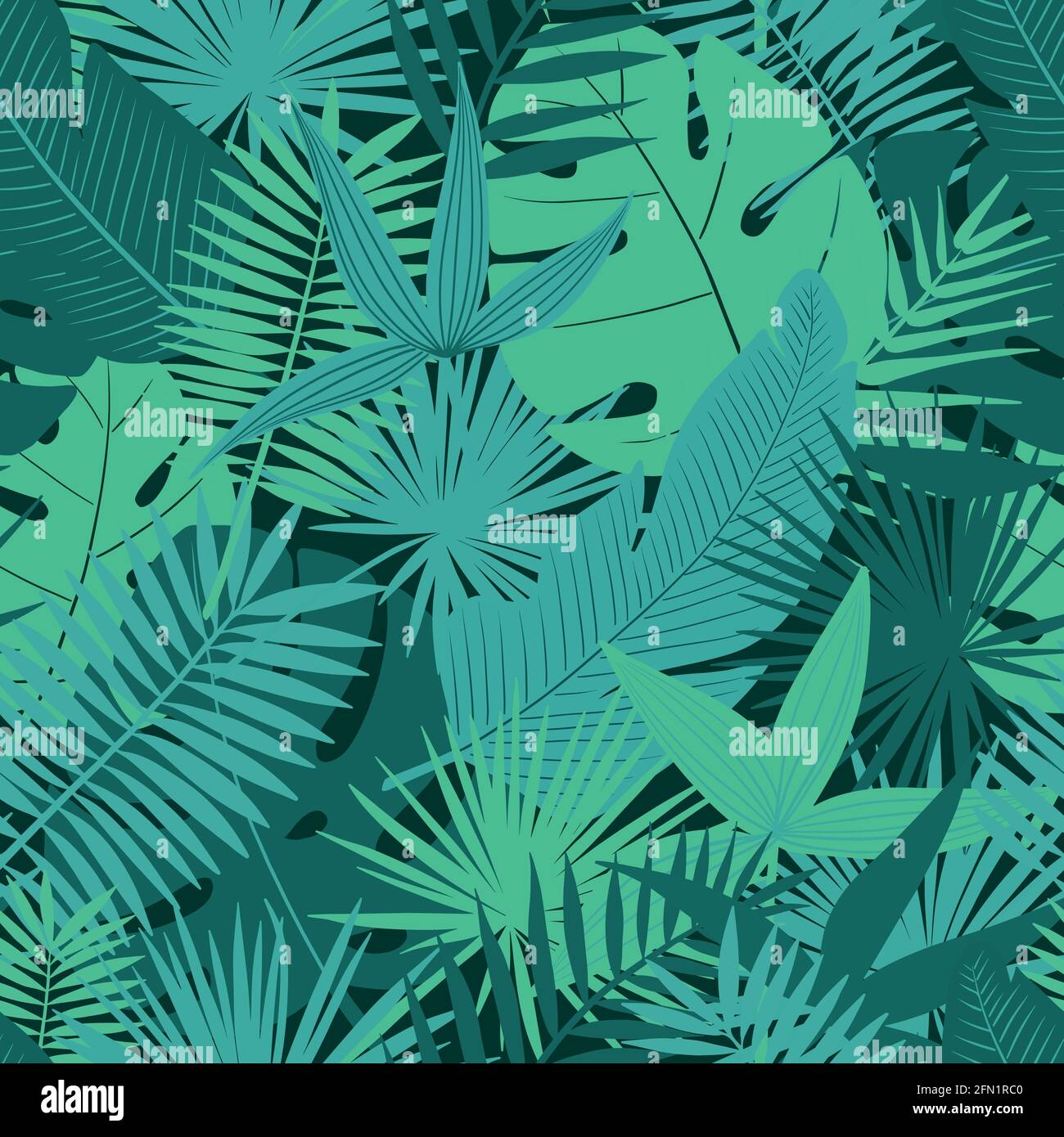 tropical palm leaves seamless pattern. Vector illustration Stock Vector ...