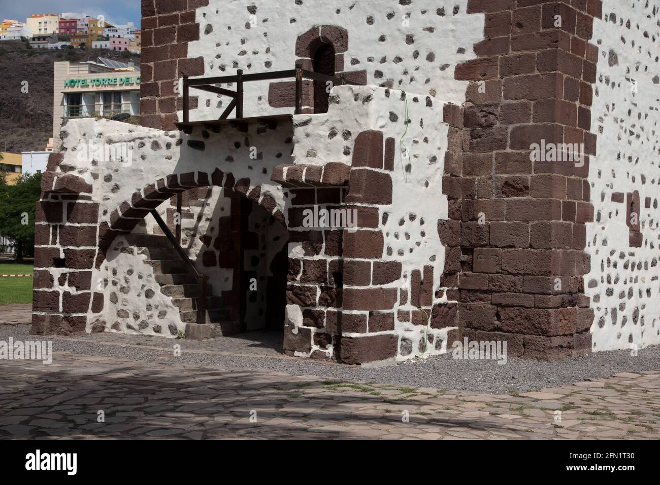 Built in 1447 El Torre del Conde was part of a fortification for defending San Sebastian which is the capitel of  La Gomera in the Canary Islands. Stock Photo