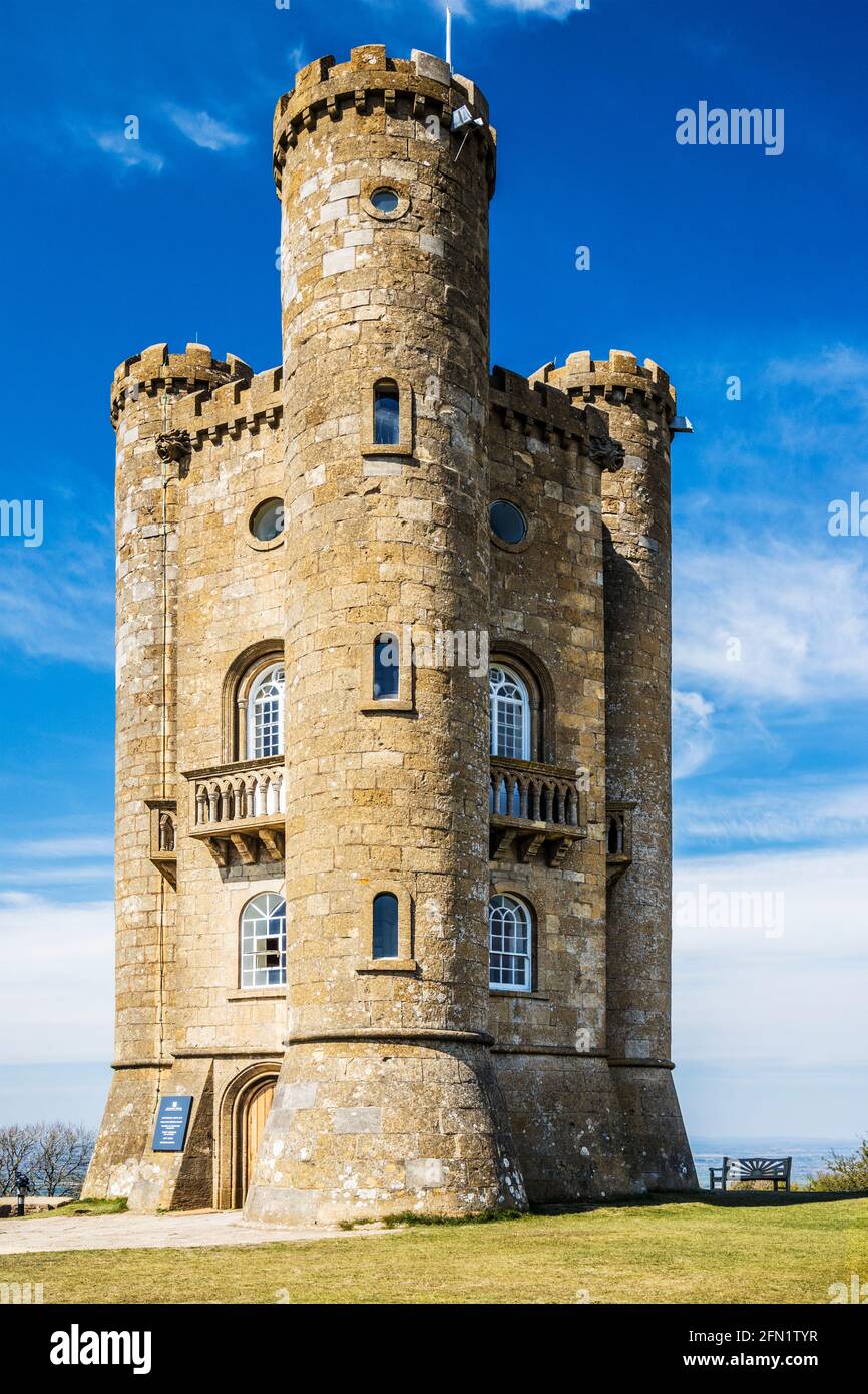 Broadway Tower, an 18th century folly, standing at the second highest point in the Cotswolds. Stock Photo