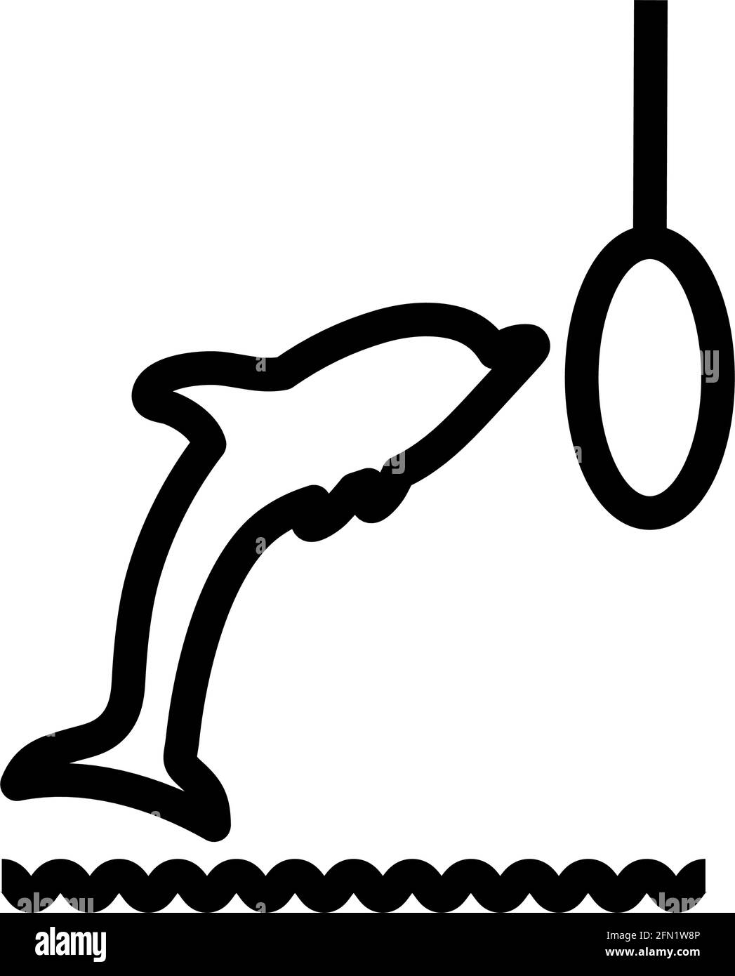 Jump Dolphin Icon. Editable Bold Outline Design. Vector Illustration. Stock Vector