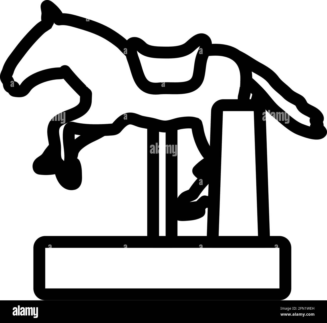 Horse Machine Icon. Editable Bold Outline Design. Vector Illustration. Stock Vector
